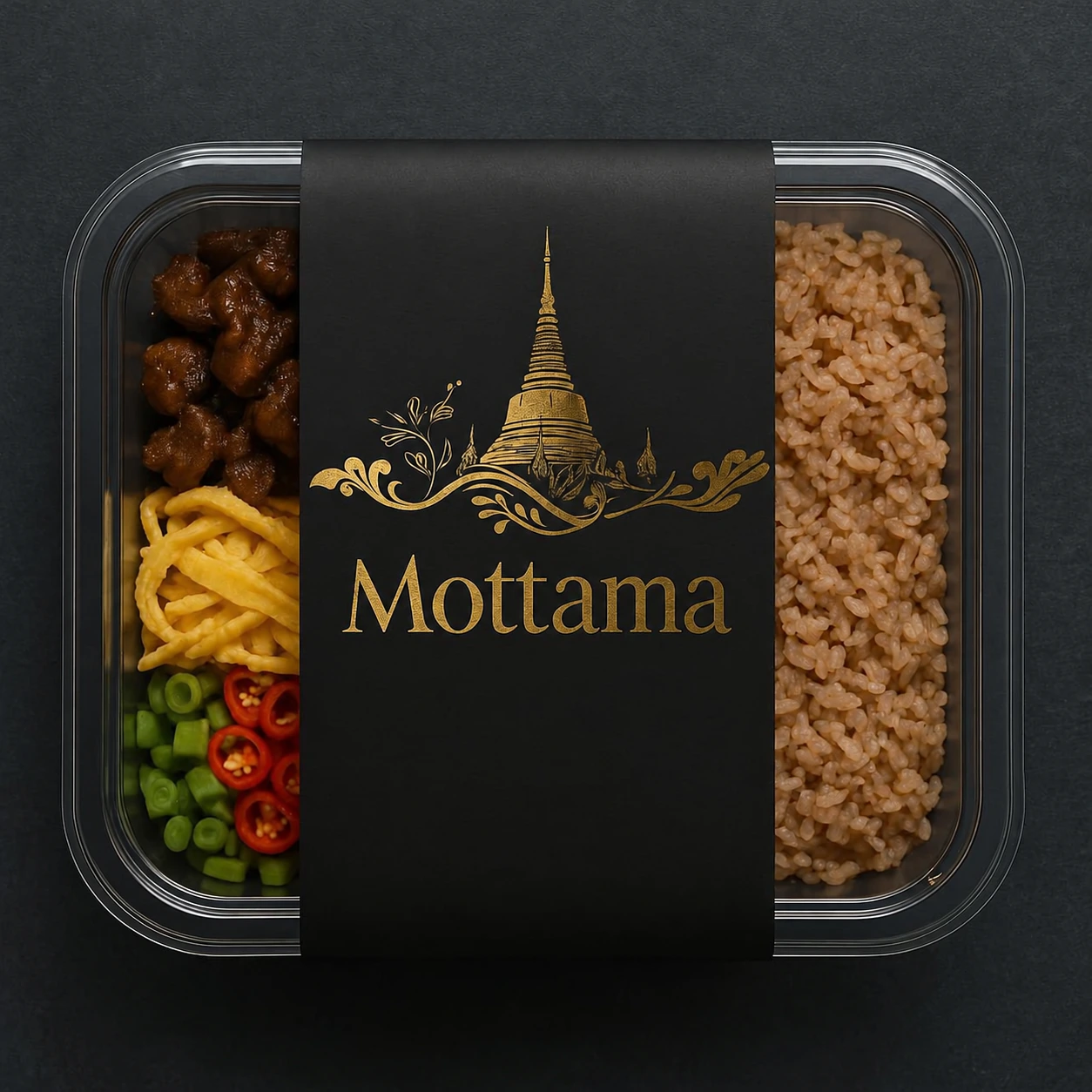 ข้าวคลุกกะปิในบรรจุภัณฑ์ Mottama เมาะตะมะ
