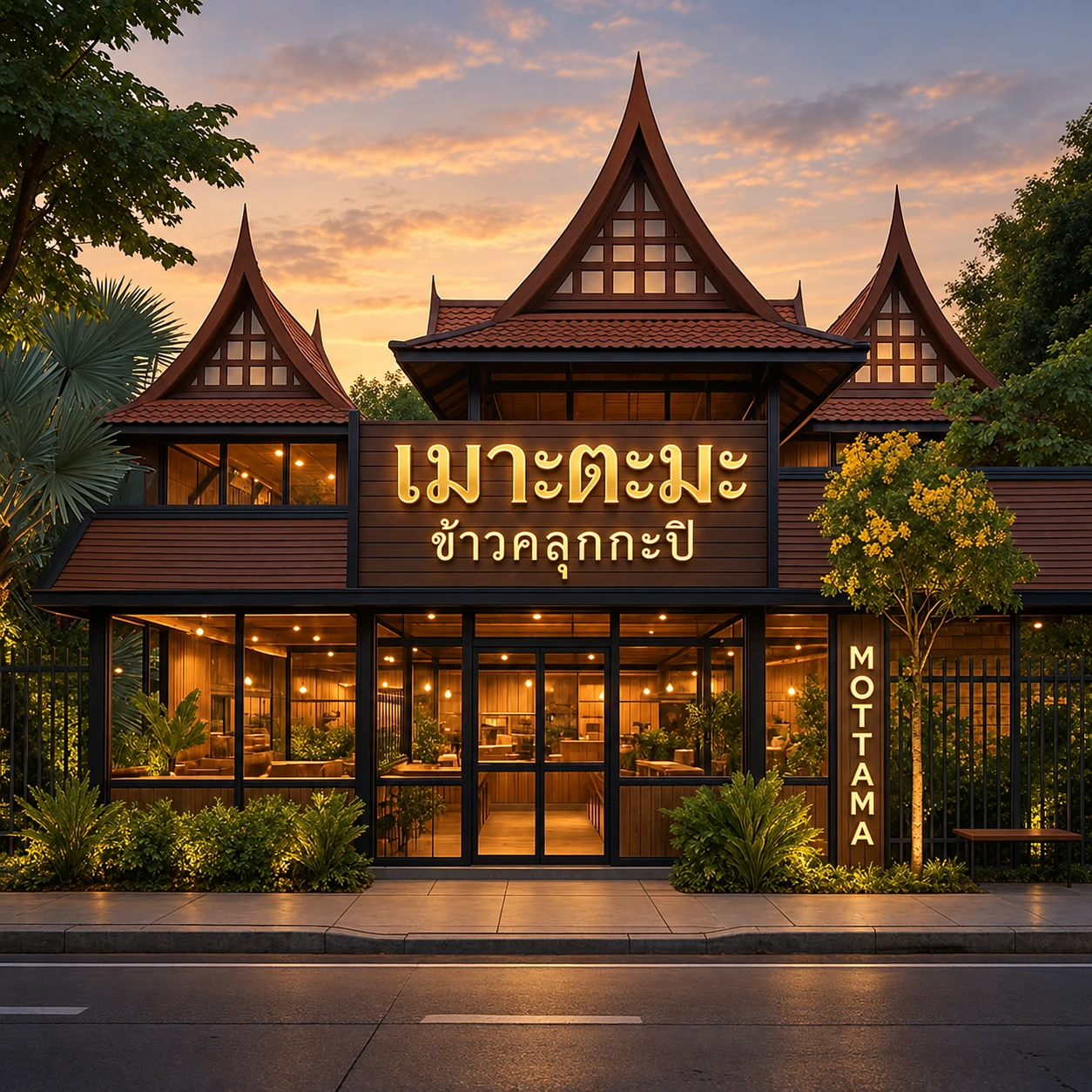 หน้าร้านเมาะตะมะในอาคารไม้